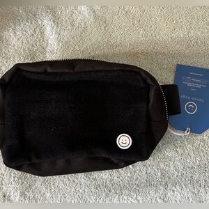 Becco Black Bag hoop and loop belt bag with Smiley Patch